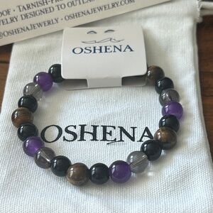 Oshena Designer Beachwear gemstone Beaded Stretch Bracelet Unisex